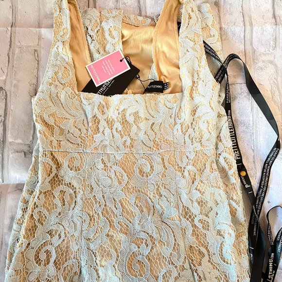 Blue Lace Square Neck Midi Dress - Picture 5 of 6